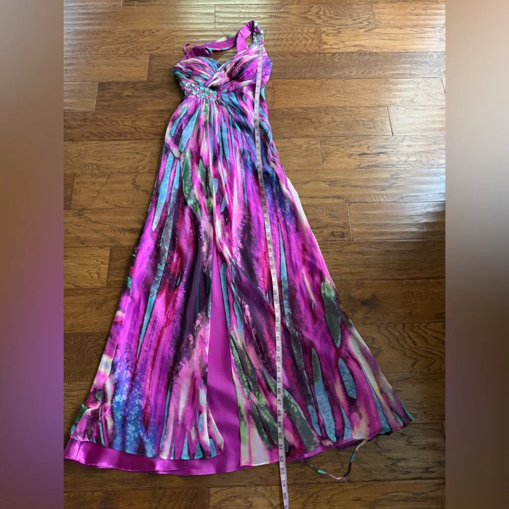 Bebe Darlin‎ Multicolor Rhinestone One Shoulder Gown